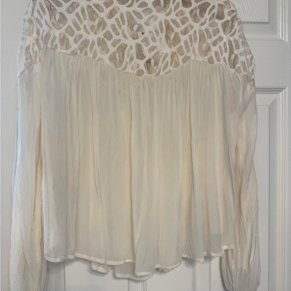 New - LET ME BE LONG-SLEEVE SHEER POPOVER BLOUSE - Picture 7 of 7